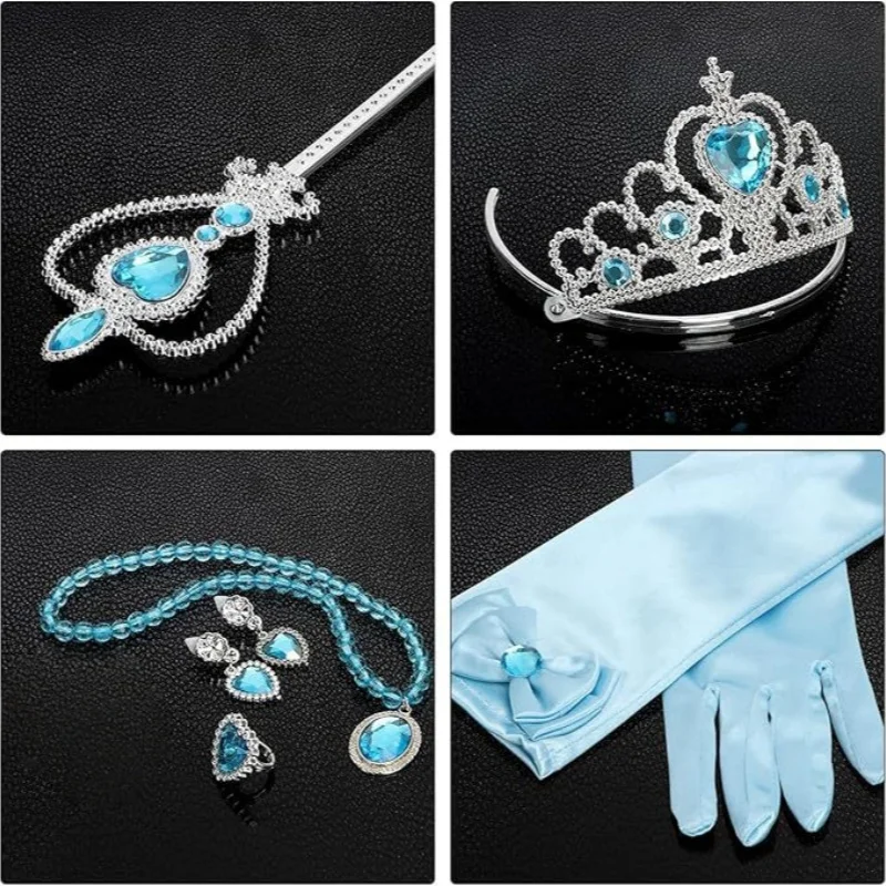 Crown Magic Wand Tiara Gloves Necklace Ring Earrings Wand Set Party Supplies