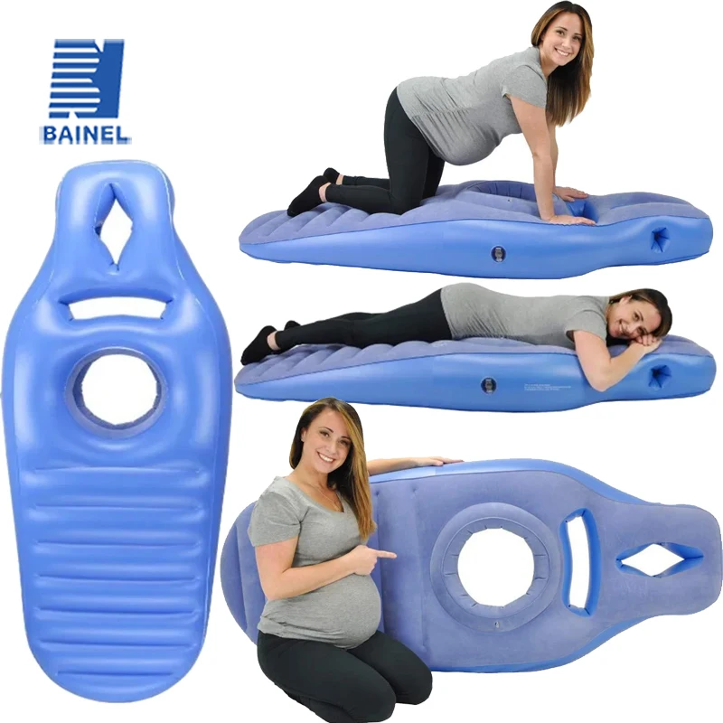 PVC Inflatable Yoga Mat Flocking Pregnancy Pillow O-Type Sleeping Bed Pad Outdoor Home Mattress Sports Gym Fitness Pilates Pads массажная подушка с подогревом xiaomi 8h hot compression massage sleeping pillow zd2 pro