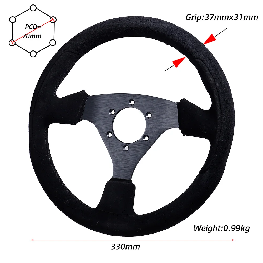 Sport Steering Wheel Suede Drift Sim Racing Game Steering Wheel Flat 6061-T6 Aluminum Frame 13Inch/330mm