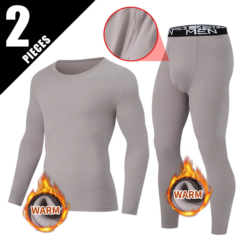 

2-piece Autumn And Winter Solid Color Men's Warm Suit Youth Casual Basic Elastic Waist Autumn Clothes Autumn Pants Trendy