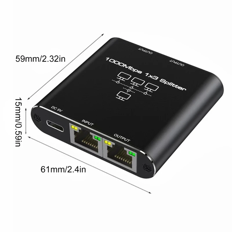 896F 3 Port Gigabit Networking Extender 1000Mbps Splitter untuk Internet Cepat dan Stabil