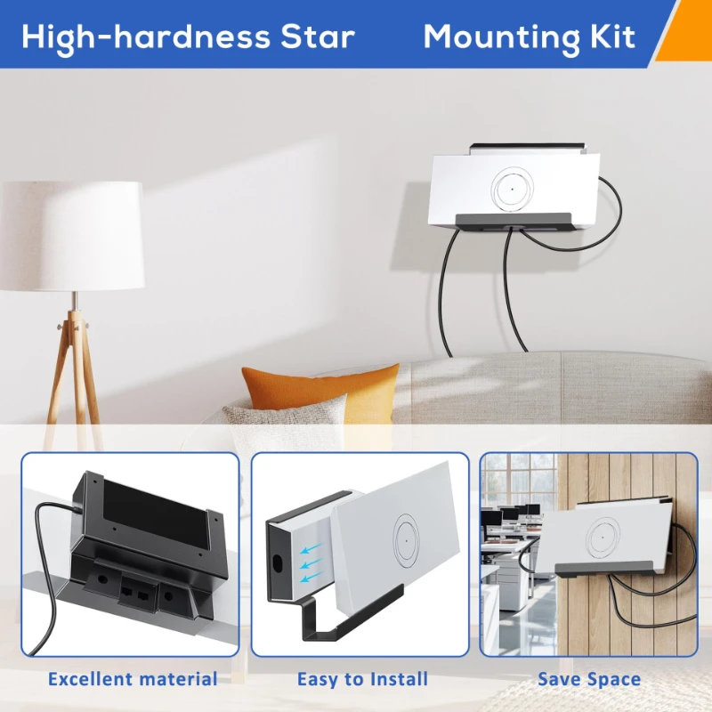 Indoor wall mounted 2-in-1 bracket and power supply for Starlink standard Gen 3 black router
