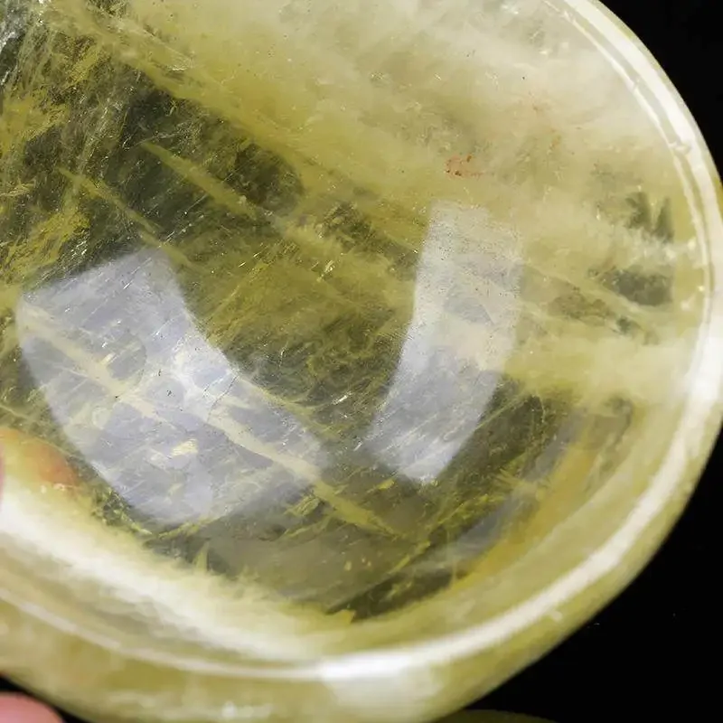Natural Yellow Crystal Raw Stone Decorative Bowl Light luxury Advanced Home Furnishings Small ornaments Jewelry Storage Bowl