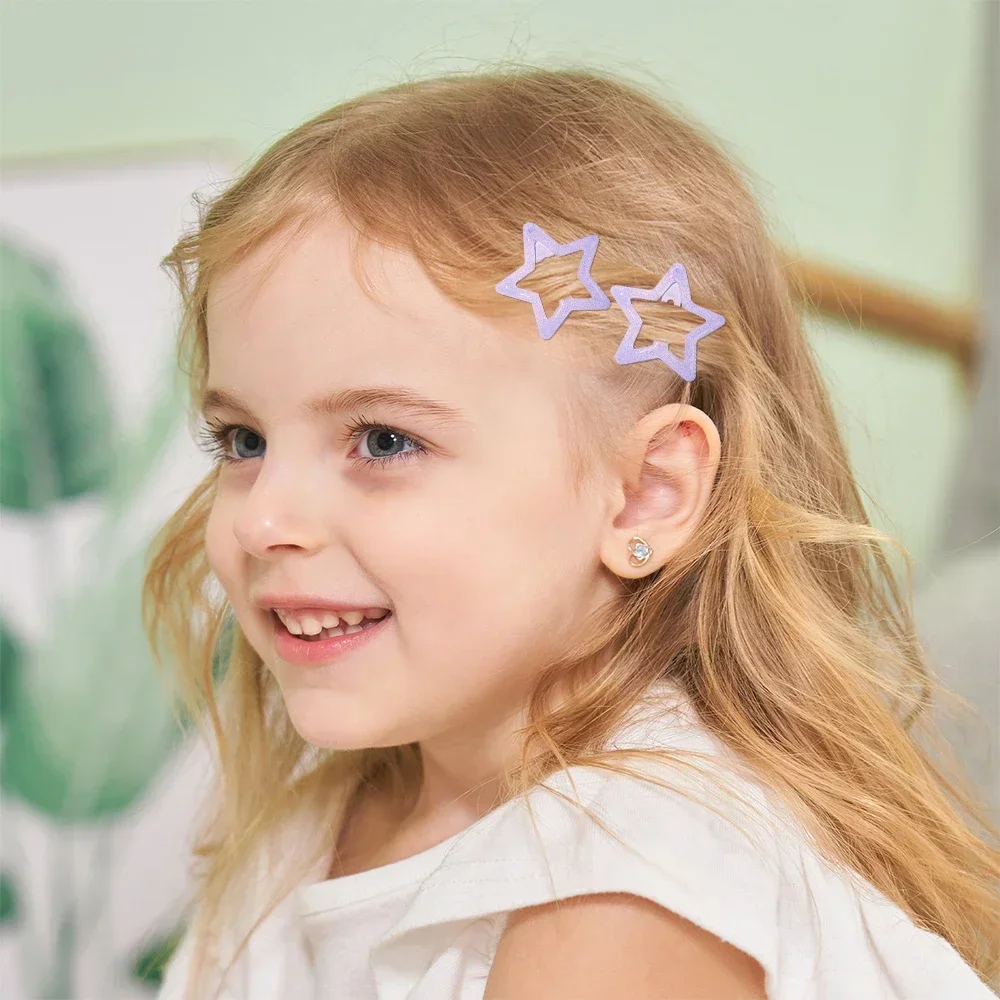 50 Pcs/set Children Cute Colors Geometric Stars Heart Ornament Hair Clips Girls Lovely Sweet Hairpins Kid Hair Accessories