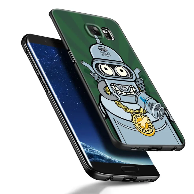 Cartoon Futurama Bender Black Silicone Phone Case For Samsung Galaxy S23 S21 S20 FE S24 S22 Ultra S10E S10 S9 S8 Plus