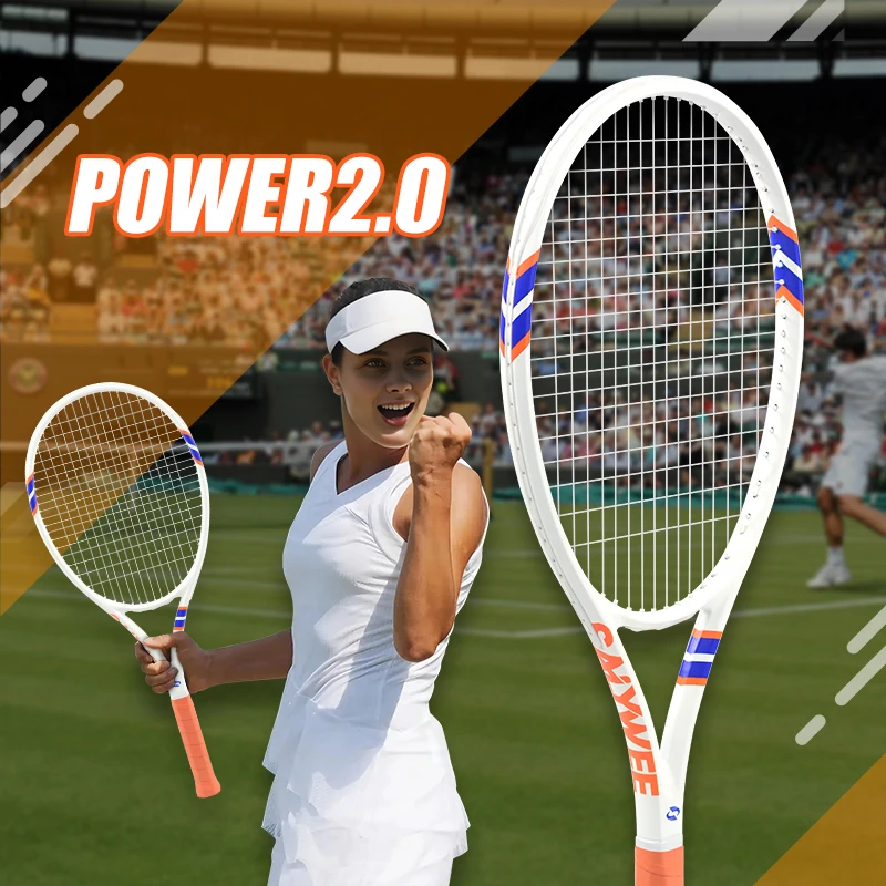Upgraded POWER2.0 Carbon Fiber Tennis Racket, 290±10g, A Sleek Sophisticated Design, 3D Tactile Label, Professional for MenWomen