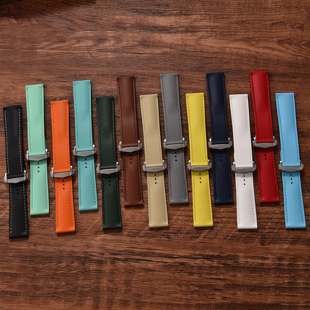 أعلى النمط الاستوائي FKM المطاط حزام ساعة مقاوم للماء الإفراج السريع نشر مشبك الأساور 20 مللي متر 22 مللي متر حزام ساعة اليد العالمي #1