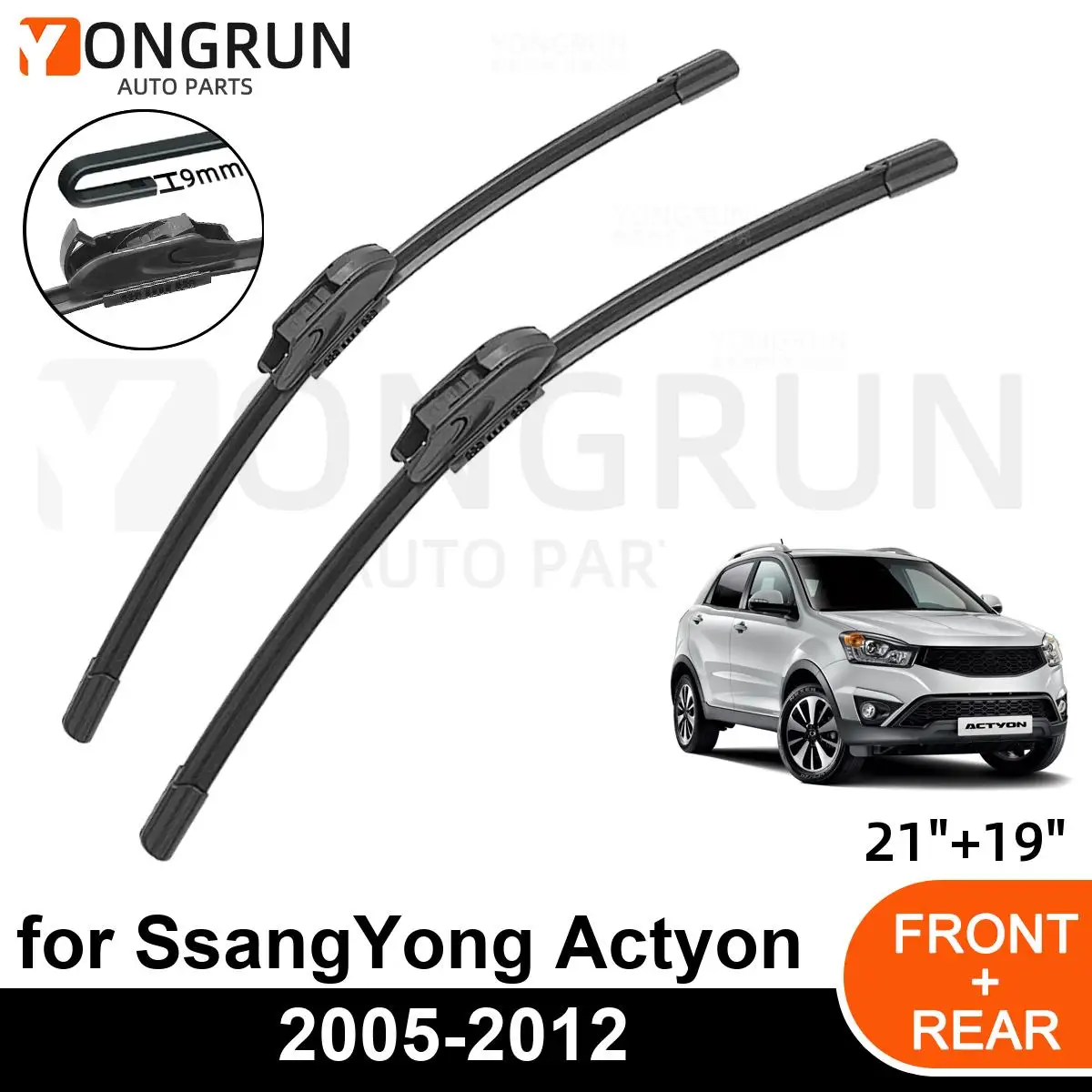 

Front Wipers For SsangYong Actyon 2005-2012 Wiper Blade Rubber 21"+19" Car Windshield Windscreen Accessories 2008 2009 2010 2011