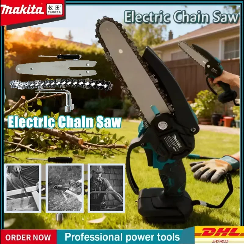 

Makita 18V 6-Inch Electric Chain Saw Handheld Portable Wood Logging Chainsaw for Garden Pruning Battery Powered Tool