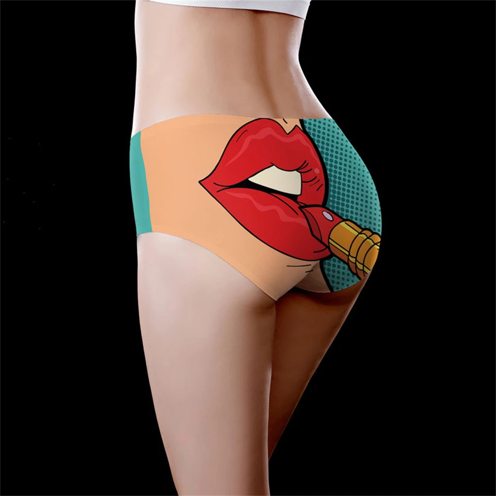 1 قطعة الملابس الداخلية سلس منتصف الخصر المرأة قطعة واحدة مثلث السراويل ملابس داخلية منقوشة تنفس وملمس عاري #5