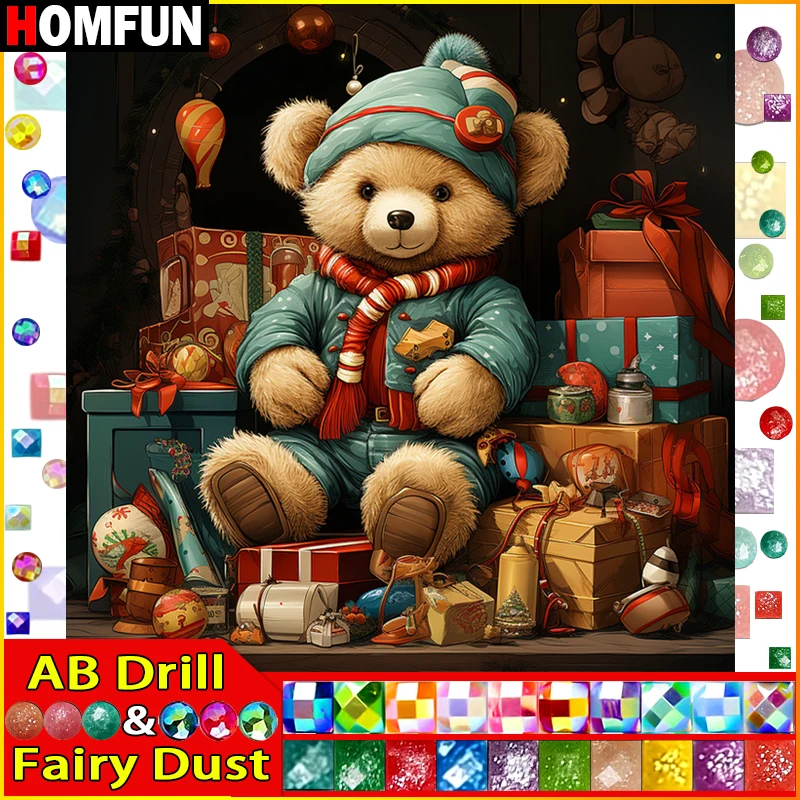 

HOMFUN Fairy Dust AB Алмазная вышивка DIY Набор для алмазной живописи "Мультяшный медведь" 5D Рукоделие Алмазное украшение для дома