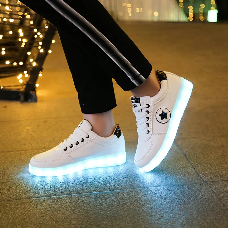 

Adult Unisex Luminous Sneakers Glowing USB Charge LED Colorful Light-up Shoes Footwear Dance performance lovers leisure