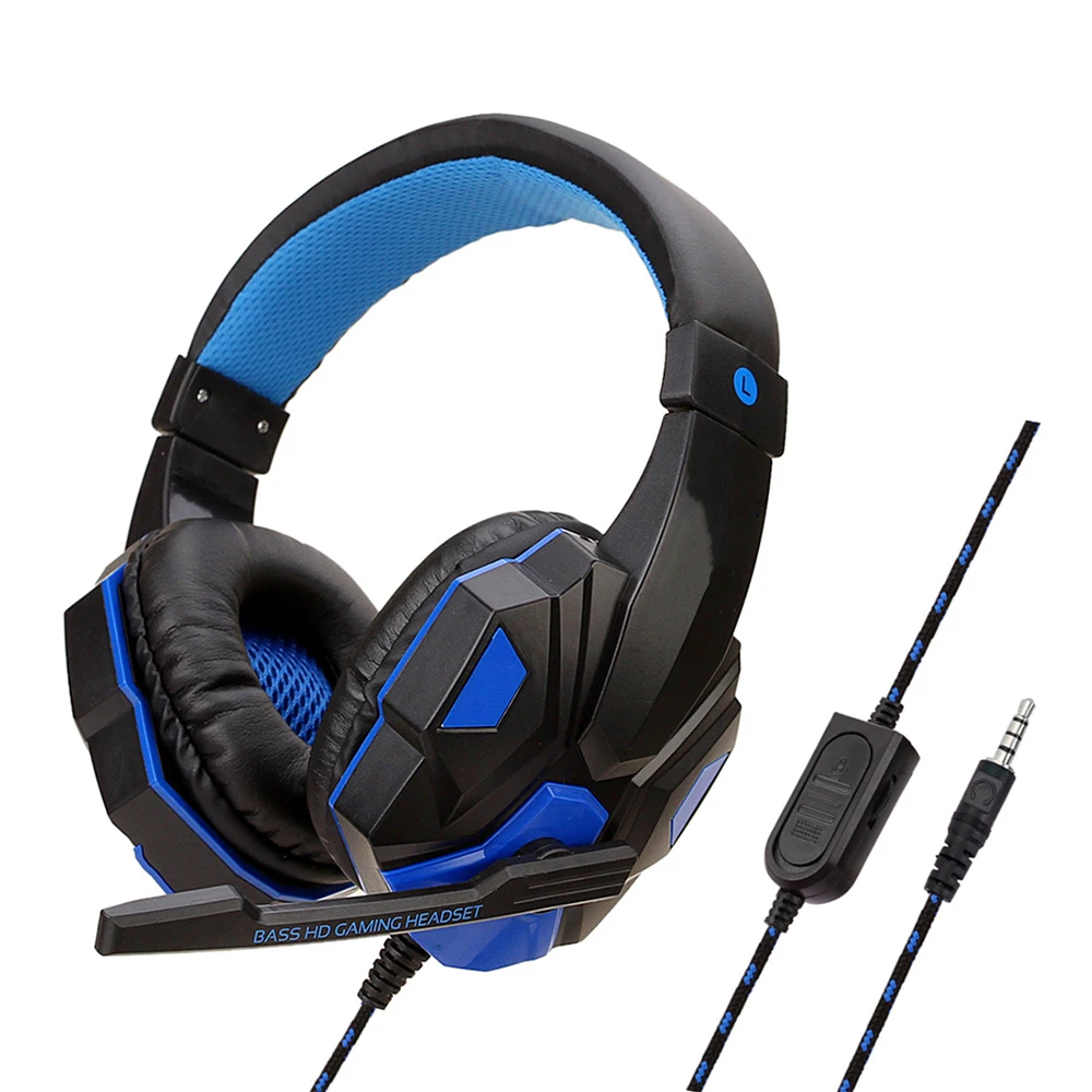 Wired Gaming Headphones for PS4 PS5 Xbox Smartphone Laptop PC Bass Stereo Gamer Headset Helmet with 120° Adjustable Microphone