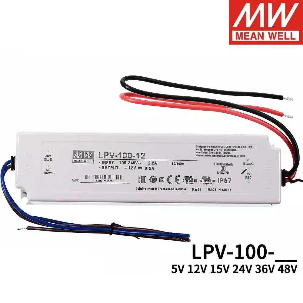 Taiwan MEAN WELL LPV-100-5 LPV-100-12 LPV-100-24 LPV-100-36 LPV-100-48 Constant voltage IP67 waterproof Switching power supply