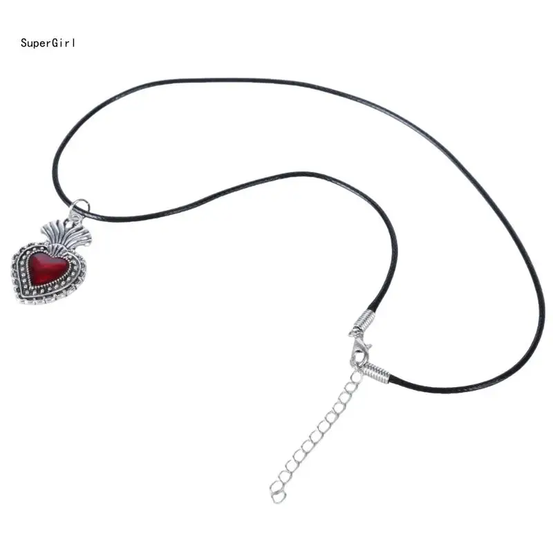 Gothic Inspired Scared Heart Pendants Neckchain for Fashion forward Individuals J78E