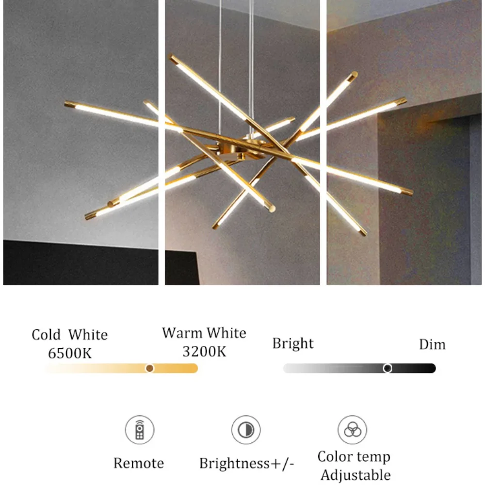 Modern Led Chandelier Remote Control for Living Room Dining Room Bedroom Kitchen Ceiling Pendant Light Design Suspension Lamp