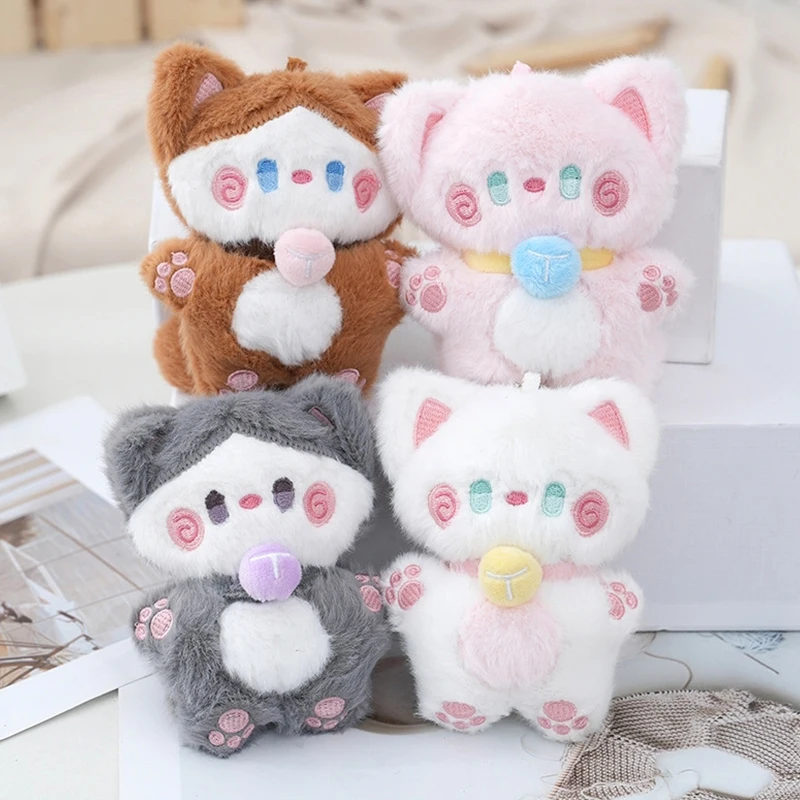 Cute Kitten Plush Toy Cartoon Soft Stuffed Cat Doll Keychain Backpack Pendant Couple Decor Car Key Holder For Best Friend Gift