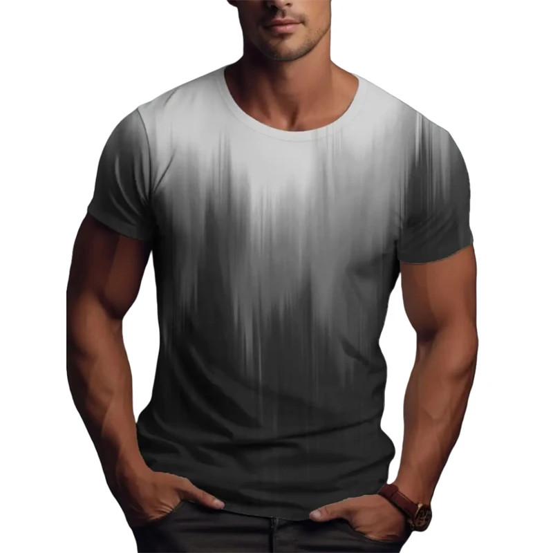 

Simple Fashion Gradient T Shirts For Men Summer Trend Streetwear 3D Printed Short Sleeve T-shirts Loose Breathable Tees Tops