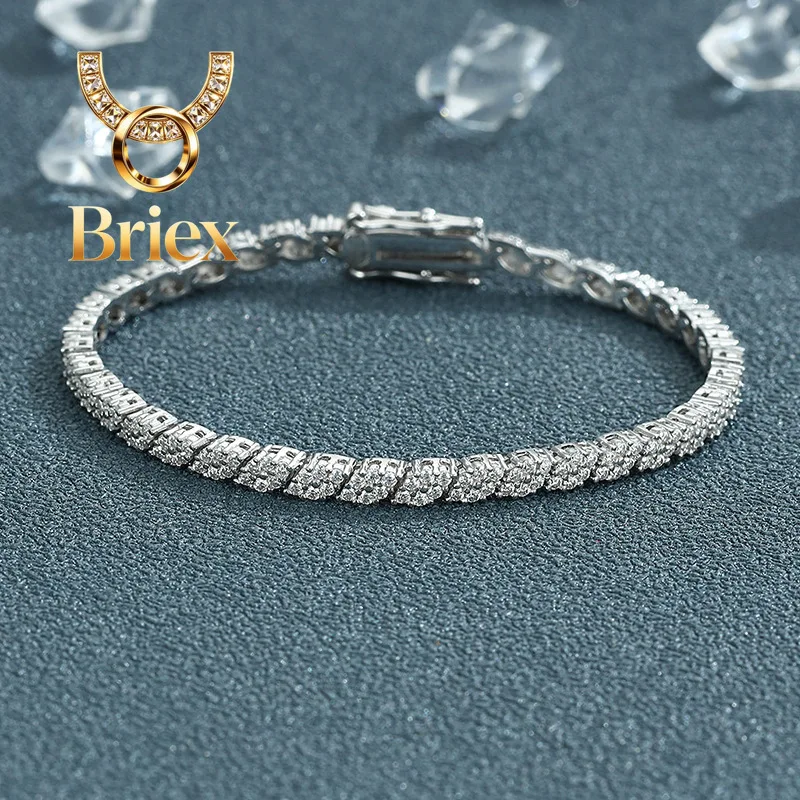 

Briex Jewelry Luxury Solid Platinum PT950 Women's Moissanite Diamond Prismatic Bracelet Full Diamond Simple Tennis Chain