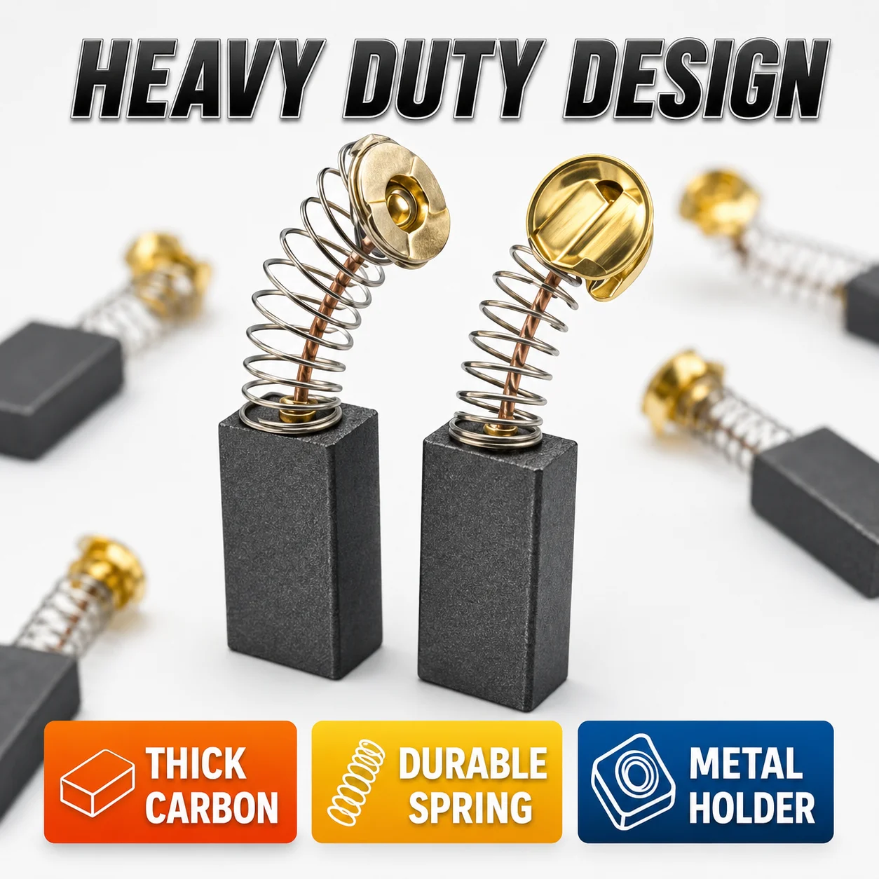 30pcs Heavy Duty Carbon Brushes, Metal Base Motor Brush Set, Drill Sander Grinder Repair Replacement Parts Kit image 5