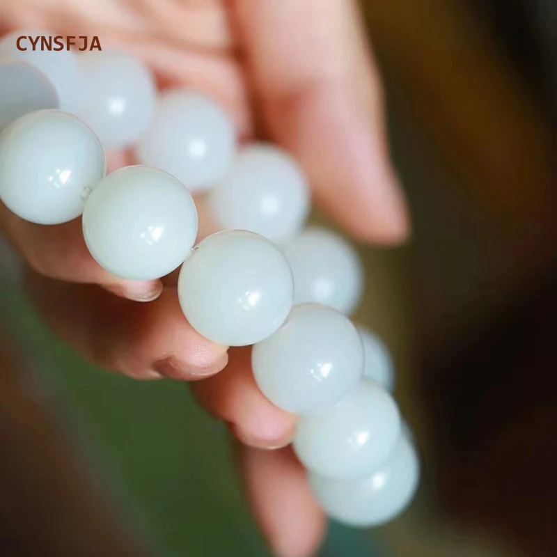 CYNSFJA New Rare Real Certified Natural Hetian Mutton-fat Nephrite Unisex Lucky White Jade Bracelets  High Quality Bless Gifts