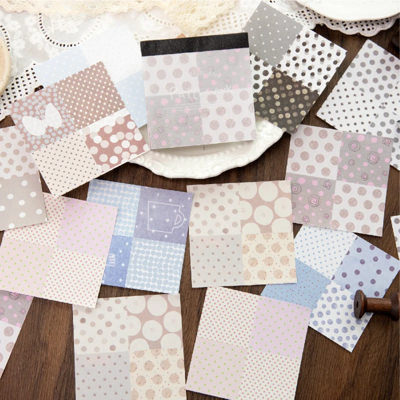 100 Sheets Mended Sunny Days Series Memo Pads Retro Plaid DIY Journal Scrapbook Decoration Basic Base Collage Material Notepads