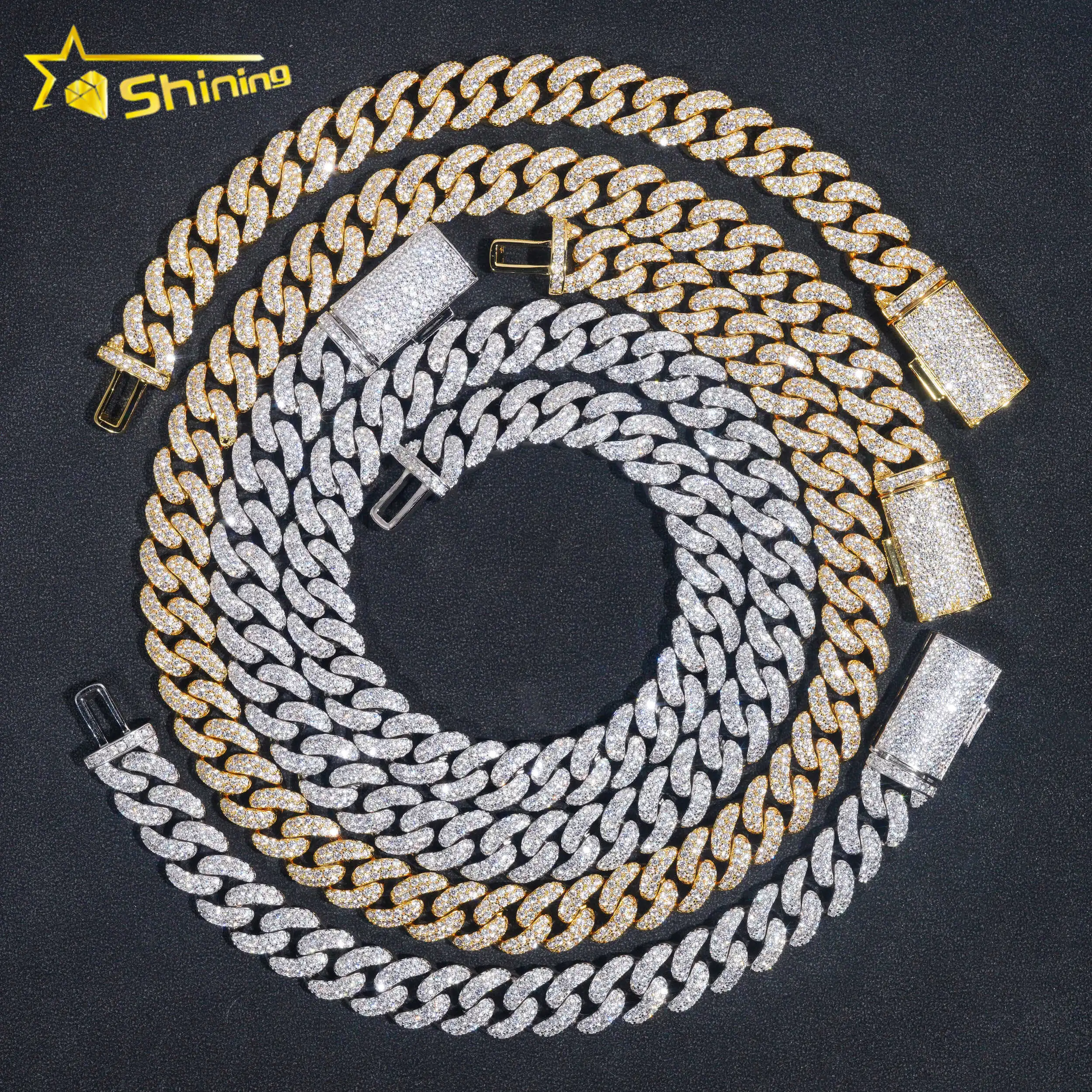 Hip Hop Jewelry 13mm Cuban Necklace Full Diamond Brass Fashion Jewelry Link Chain Cubic Zirconia Cuban Link Factory Price