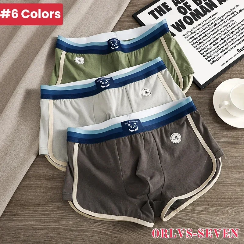 1/3 Stück Herren-Boxershorts, 100 % Baumwolle, trendige Unterhose, 7A, antibakteriell, großes U-Mesh, atmungsaktiv, Schritt, hohe elastische Taille