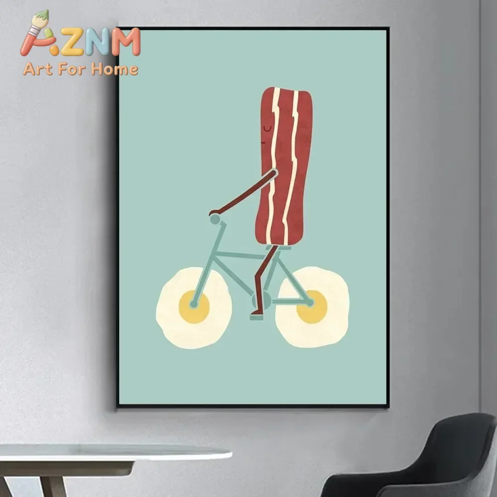 Funny Food  Fancy Poster Wall Sticker for Living Room Bar Vintage Decorative Painting Middle