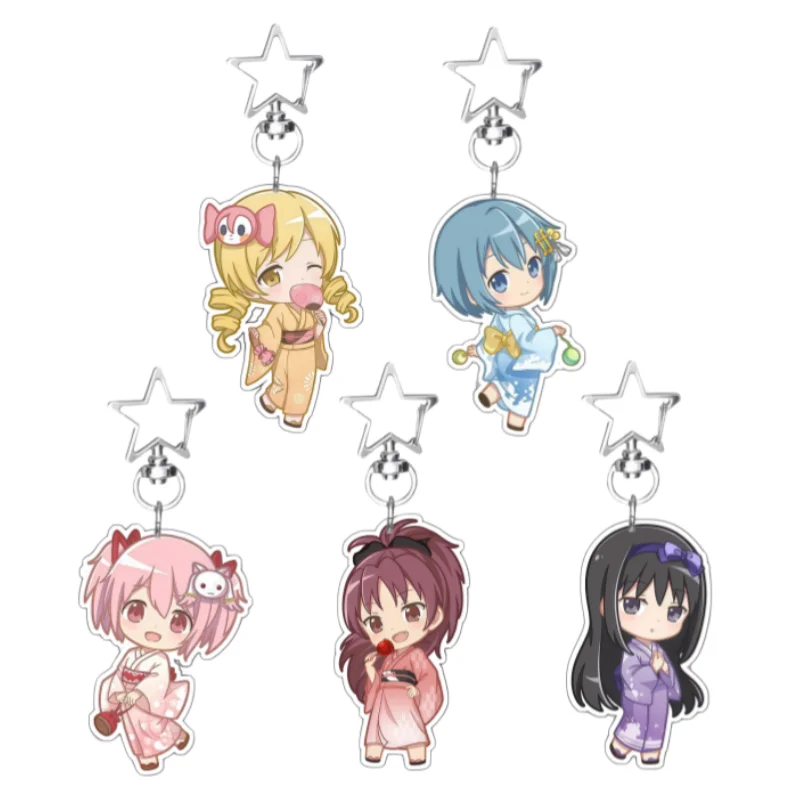 

5Cm Keychain Acrylic for Puella Magi Madoka Magica Madoka Kaname Homura Akemi Gift CuteQ version cartoon Pendant Bag pendant Toy
