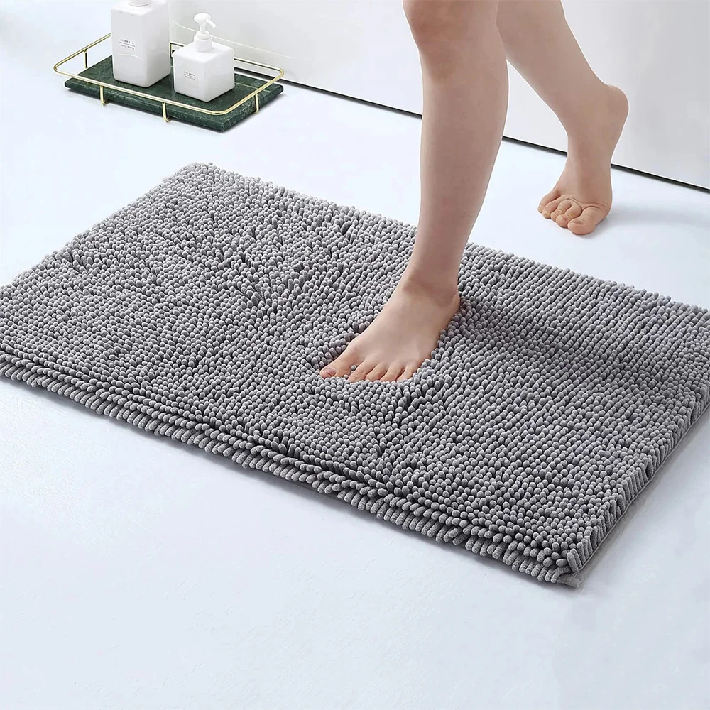 Homaxy Chenille Bath Mat Thicken Non-Slip Bathroom Rug Soft Floor Foot Carpet Absorbent Quick Dry Microfiber Shower Mats Decor