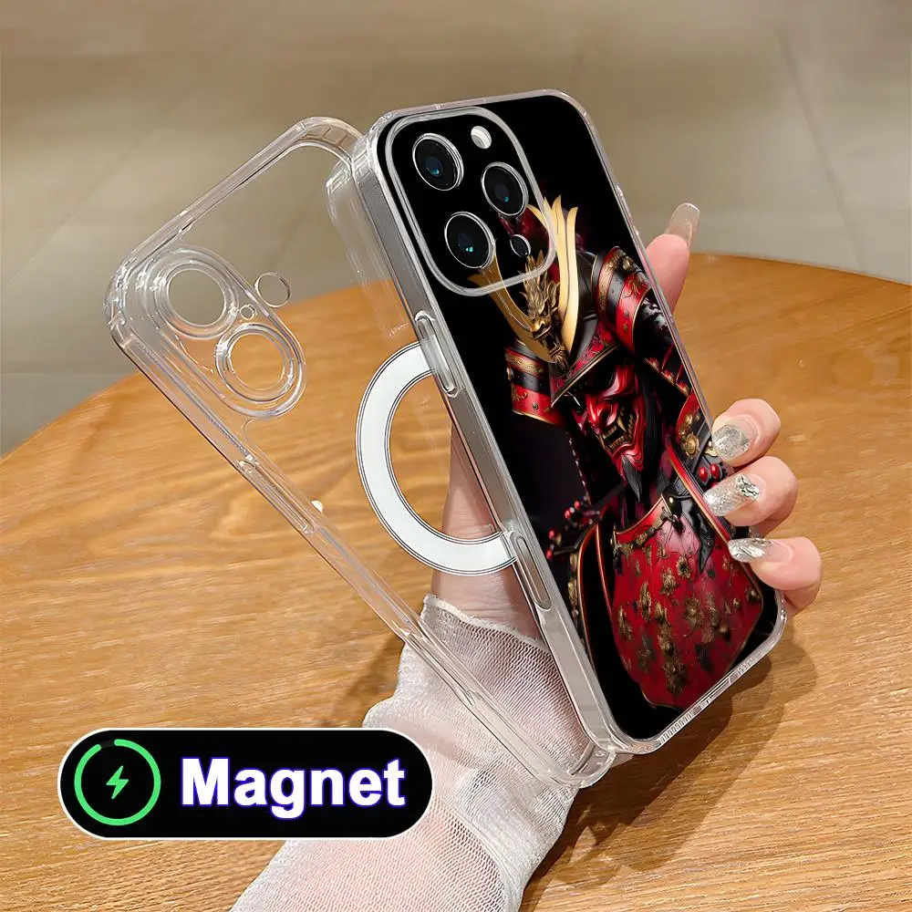 

Bushido Sakura Samurai Phone Case for iPhone 17 16 15 14 13 12 11 Air Pro Max Plus Mini Soft TPU Clear Magsafe Cover