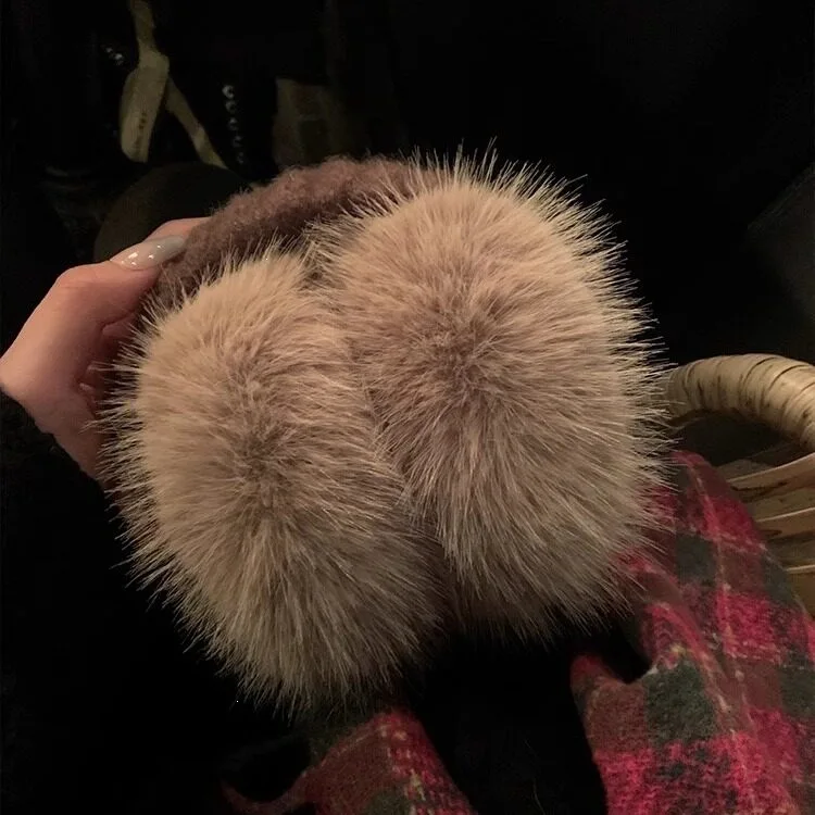 Winter Foldable Solid Color Plush Earmuffs Female Cute Warm Ear Cover Ear Bag Antifreeze Versatile Student Riding Earmuffs