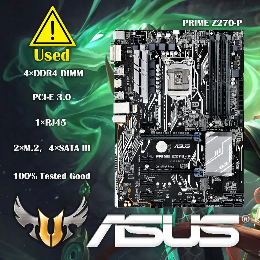 ASUS PRIME Z270-P 마더보드, LGA 1151, DDR4, USB3.1, 64GB, VGA, HDMI 