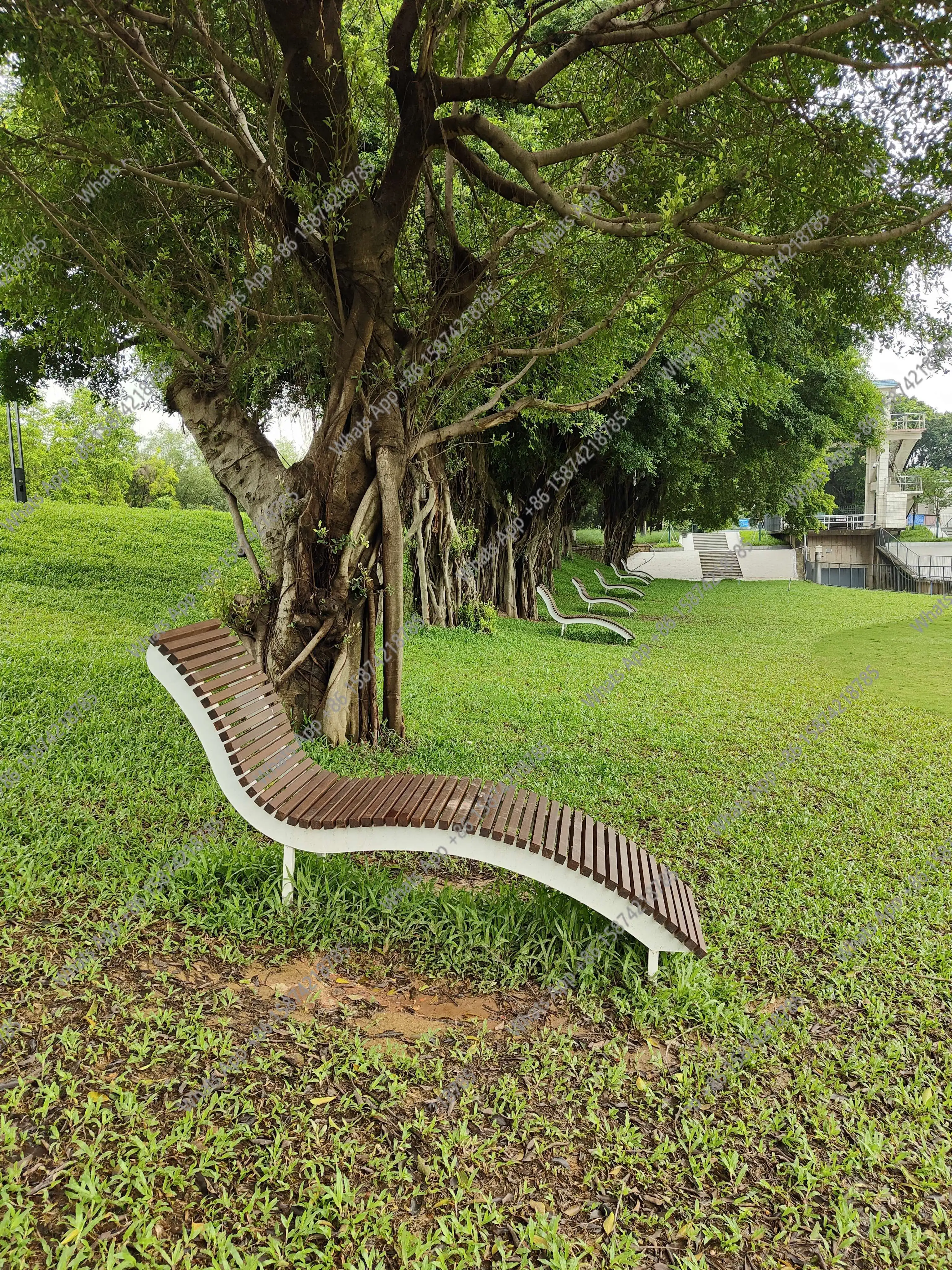 Outdoor Wrought Iron Chair Solid Wood Homestay Leisure Bench Hot Spring Pool Hotel Beach Lounger