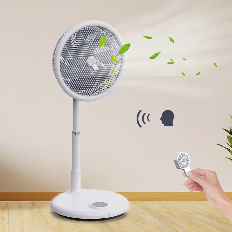 Voice activity floor standing electric folding smart fan cooling air circulation