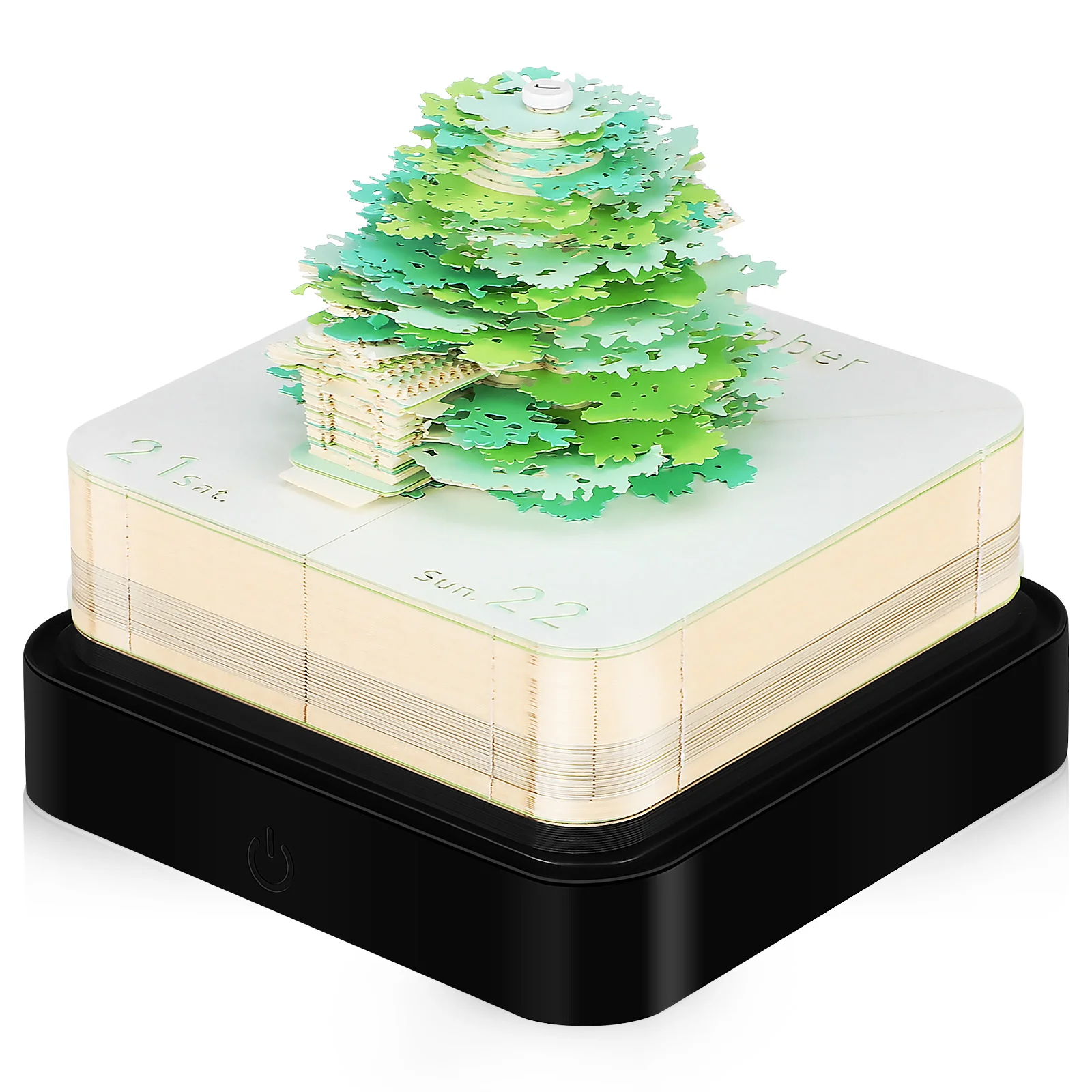 

Calendar Memo Pad Paper Sculpture -dimensional Note Desk 24 Years (Treehouse-Green-2024 English Calendar)