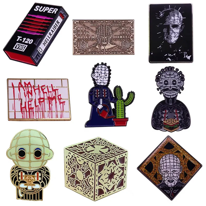 Horror Movie Hellraiser Enamel Pin Gothic Badge Men's Backpack Pin Brooch Denim Jacket Unique Accessory Jewelry Gifts