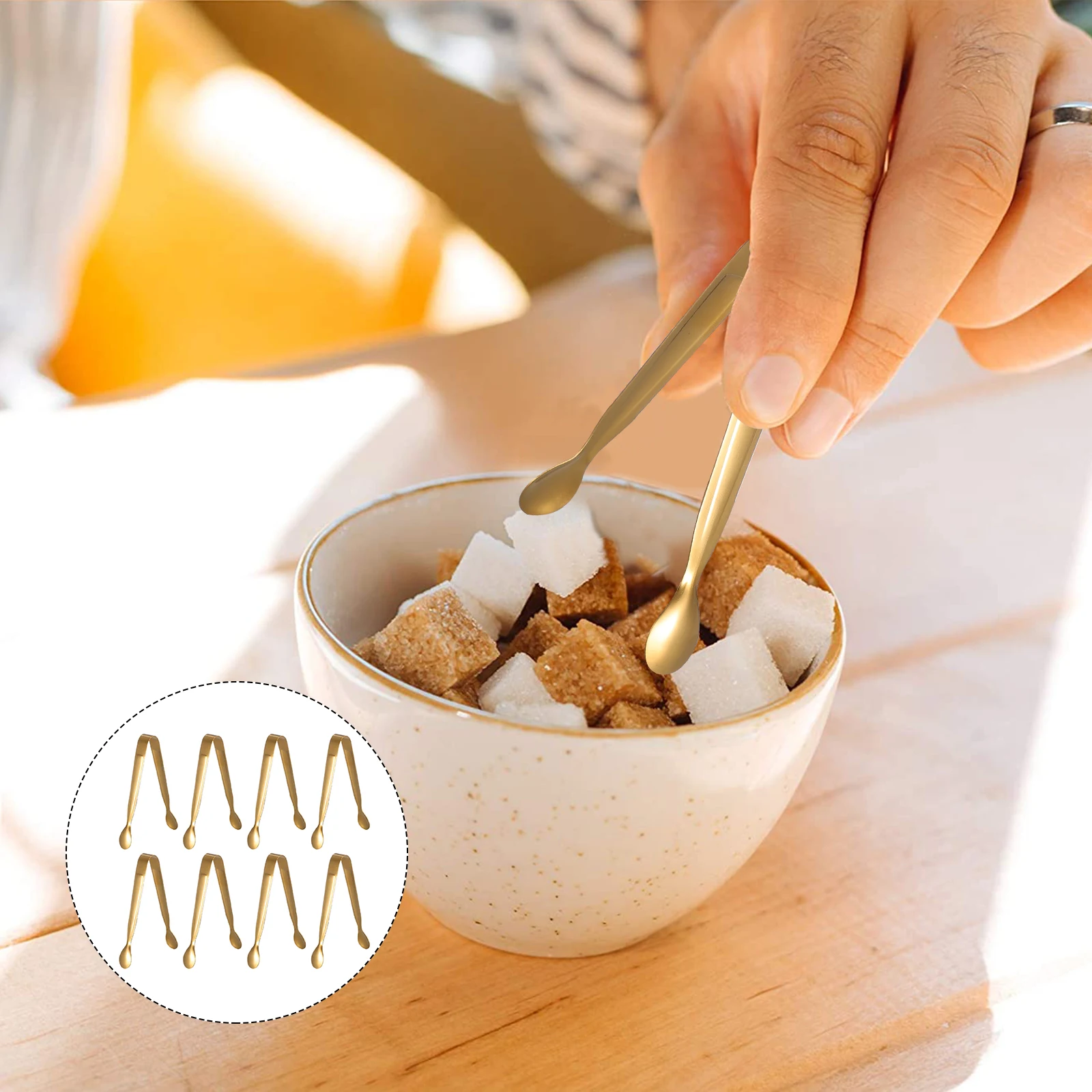 

8pcs Stainless Ice Tongs Reusable Small Cube Kitchen Utensils Heat Resistant Rust Stainless Steel Sugar Tongs Proof Serving