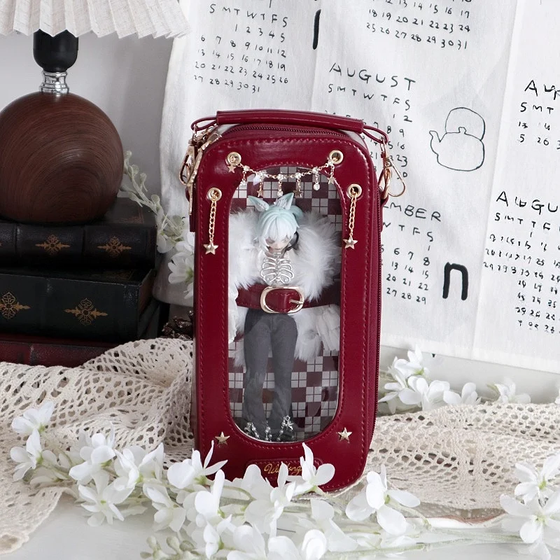Starfall Series 1/8 BJD Crossbody PU Ita Bag, Removable Star‑Chain Storage Purse with Clear Window, for Outdoor Collection Show 2