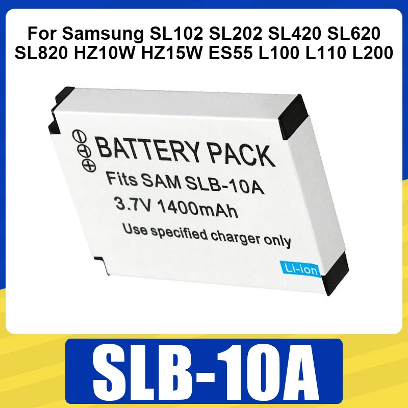 

SLB-10A Аккумулятор для камеры 1400 мАч для Samsung SL102 SL202 SL420 SL620 SL820 HZ10W HZ15W ES55 L100 L110 L200