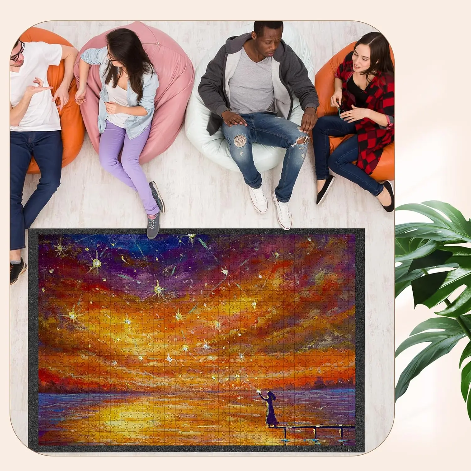 55 "x 37" pour 3000 pièces pliable Puzzle conseil tapis grand Portable feutre Puzzle tapis tapis antidérapant panneau de rangement