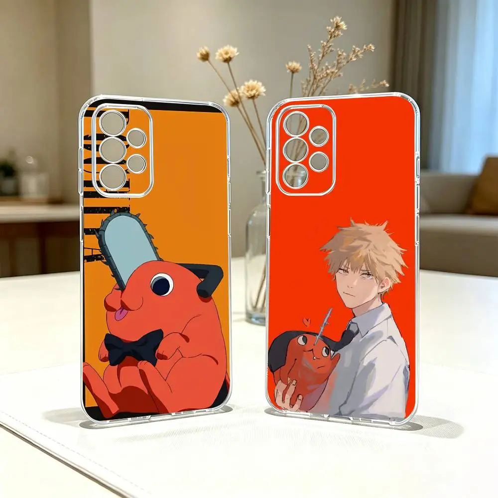 Anime P-Pochita   Phone Case Transparent Silicone Soft For Samsung S25,S24,S21,S22,S23,S30,Ultra,S20,Plus,Fe