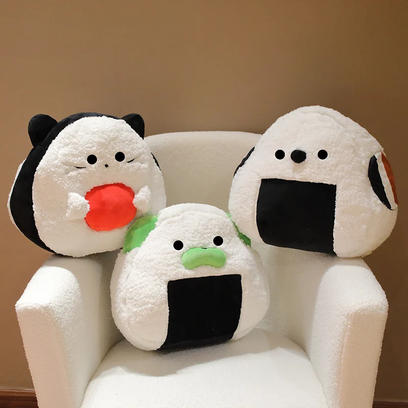 Kawaii Plush Rice Ball Pillow Lovely Soft Japanese Sushi Cushion Turn to Cat Bear Tit Stuffed Cute Animal Dumpling Doll