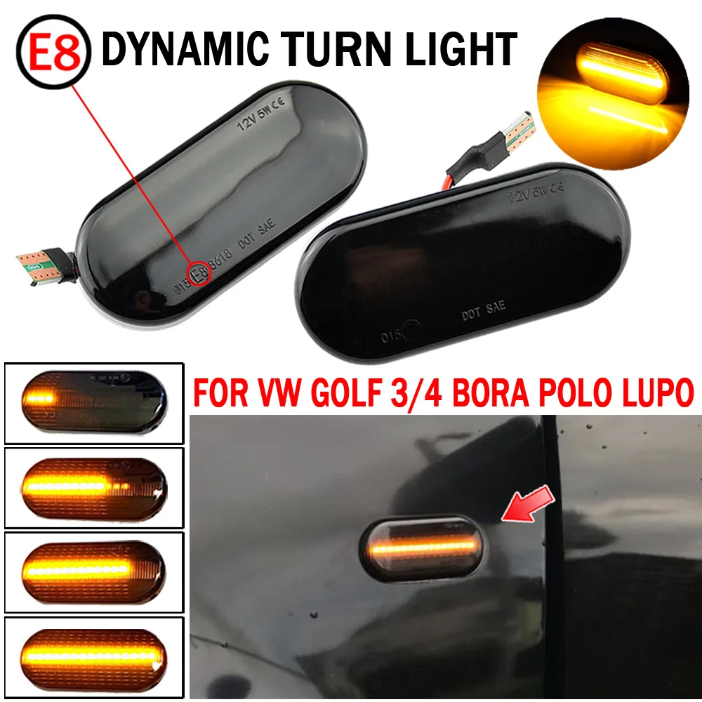 2 SZTUK dynamicznych bocznych kierunkowskazów LED do VW Golf 3 4 MK3 MK4 Passat 3BG Polo 6N 9N Bora Vento