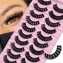 10 Pairs Russian Strip Lashes DD Curl Lashes 3D Eyelashes Reusable Fluffy False Lashes Russian Extensions