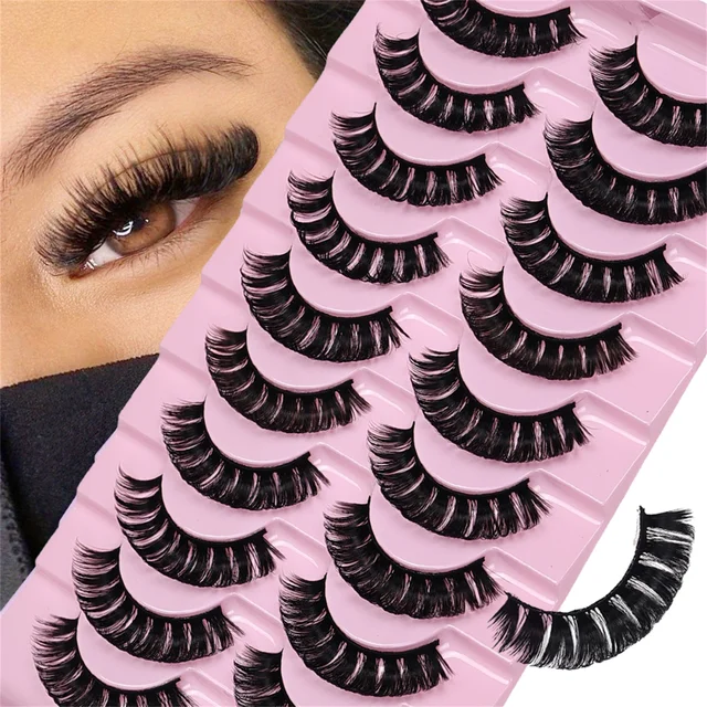 10 par Russian Strip Lashes DD Curl Lashes 3D Rzęsy wielokrotnego użytku Puszyste sztuczne rzęsy Rosyjskie przedłużanie