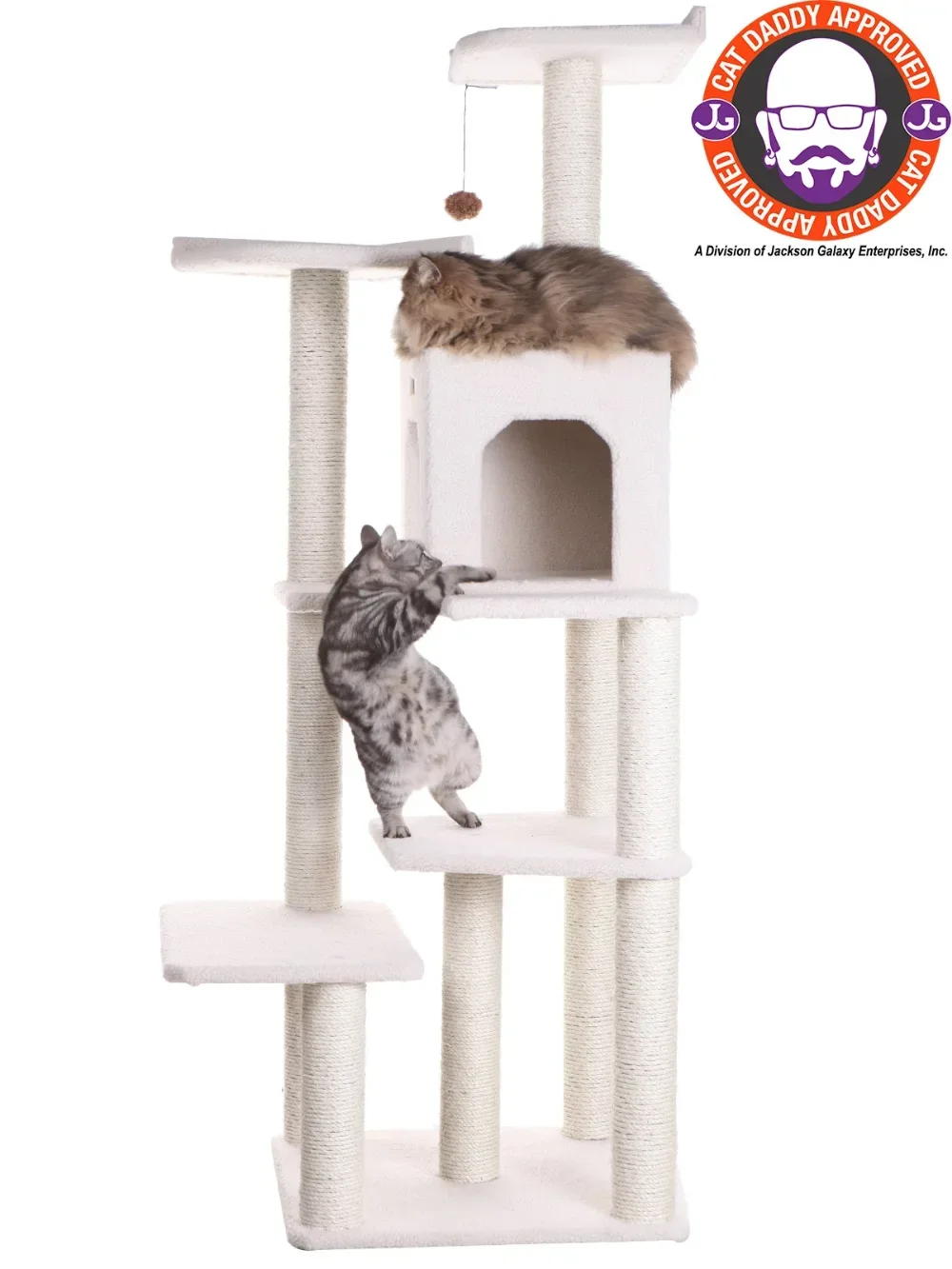 Armarkat 68-in real wood Cat Tree & Condo Scratching Post Tower, Ivory tower  cat tree house