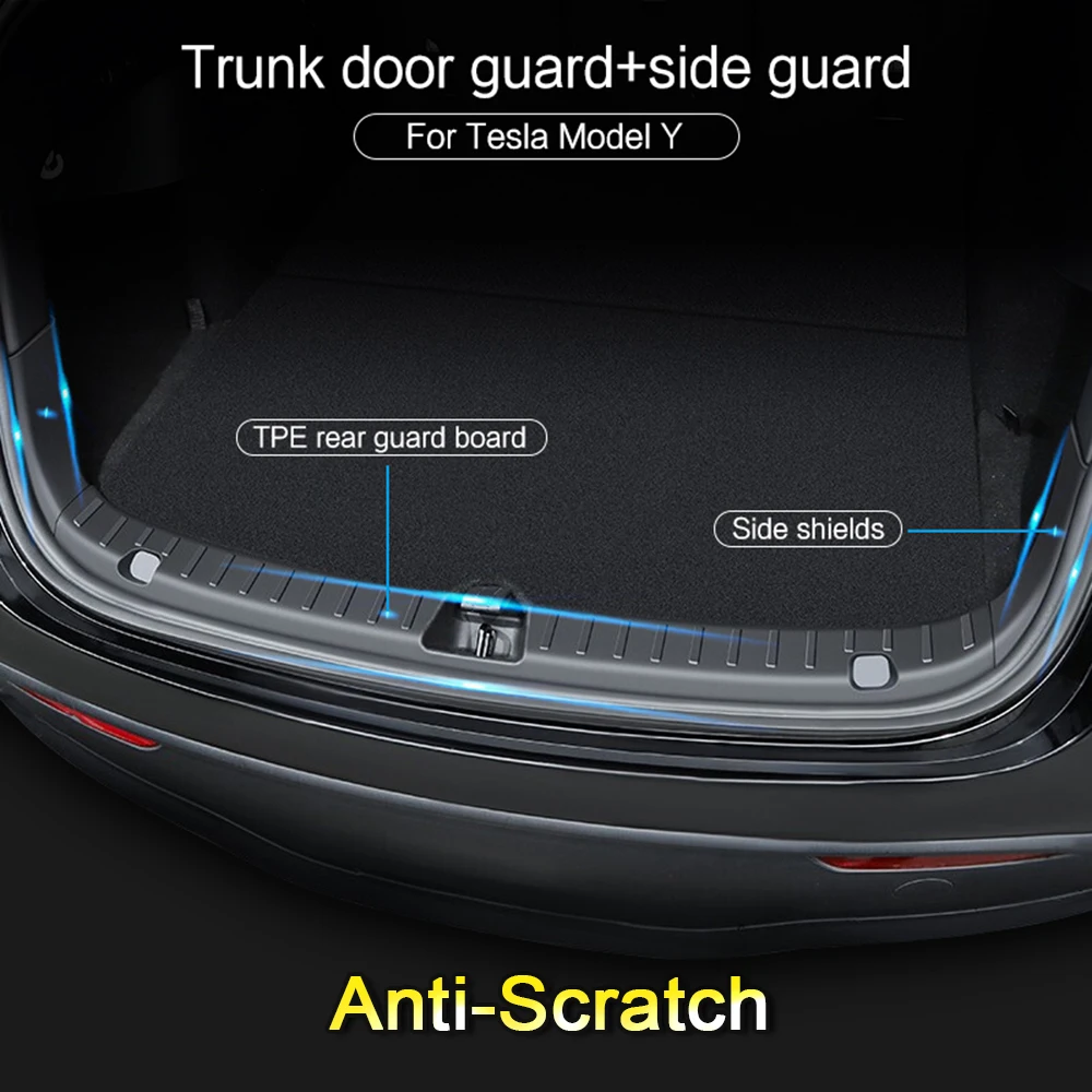 USVOTOV for Tesla Model Y Trunk Sill Guard Cargo Mat Rear Bumper Protector TPE Pads Door ABS Side Cover Anti-scratch Accessories