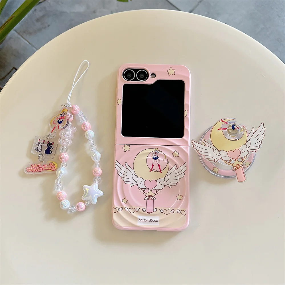 Etui na telefon Samsung Galaxy Z Flip7 Flip6 4 3 Flip5 z zawiasami, uroczy wzór fal, kreskówkowe, z podstawką Magsafe, ochronne. — zdjęcie produktu 3